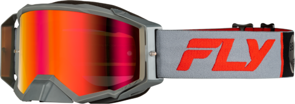 FLY RACING ZONE PRO GOGGLE GREY/RED W/ LIGHT RED MIRROR/AMBER LENS - 37-5191