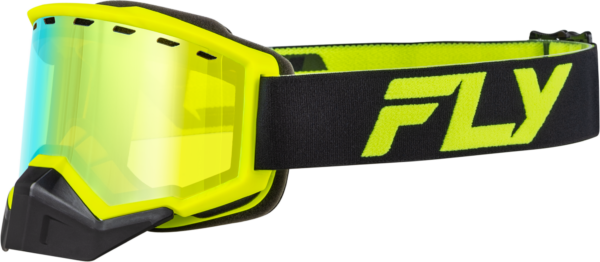 FLY RACING FOCUS SNOW GOGGLE BLACK/HI-VIS W/ GOLD MIRROR/YELLOW LENS - FLB-24F8