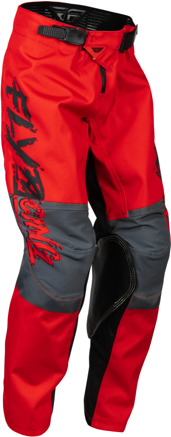 FLY RACING YOUTH KINETIC KHAOS PANTS BLACK/RED/GREY SZ 24 - 376-43024