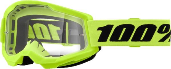 100-PERCENT STRATA 2 GOGGLE NEON YELLOW CLEAR LENS - 50027-00016