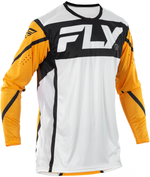 FLY RACING YOUTH LITE JERSEY WHITE/BLACK/MUSTARD YXL - 378-723YXL