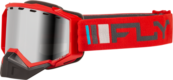 FLY RACING ZONE SNOW GOGGLE RED/CHARCOAL W/ SILVER MIRROR/SMOKE LENS - FLB-24Z4