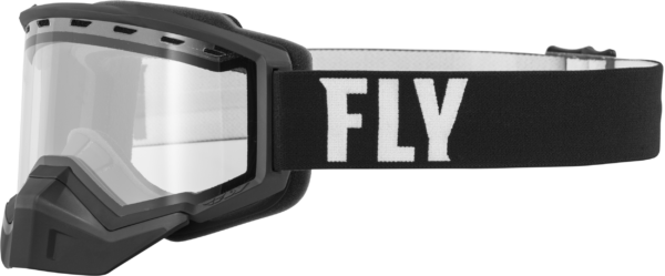 FLY RACING FOCUS SNOW GOGGLE BLACK/WHITE W/ CLEAR LENS - 37-50070