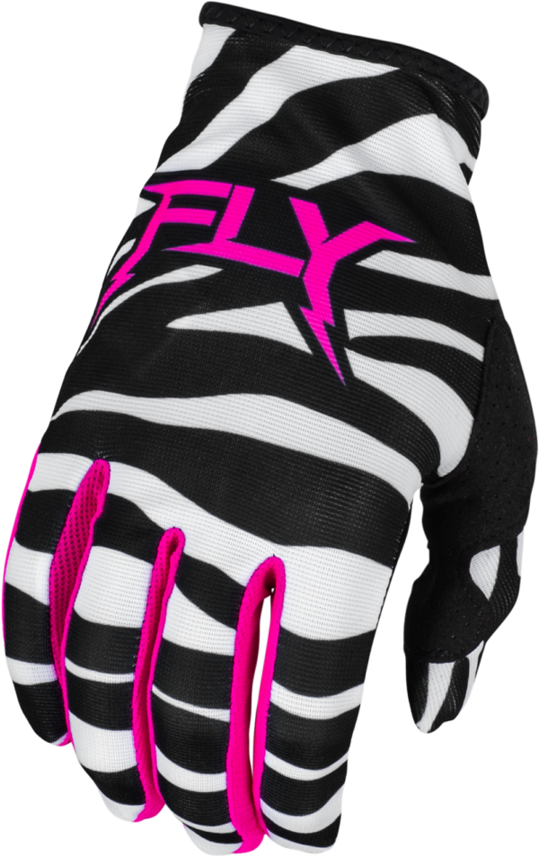 FLY RACING YOUTH LITE UNCAGED GLOVES BLACK/WHITE/NEON PINK YL - 377-741YL