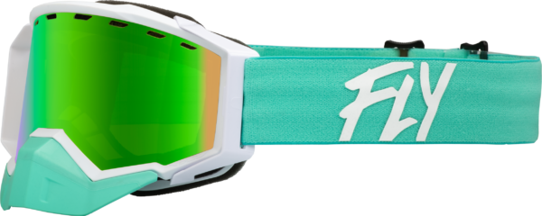 FLY RACING ZONE SNOW GOGGLE MINT/WHITE W/ GREEN MIRROR/AMBER LENS - 37-50273