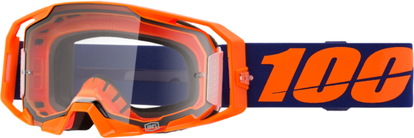 100-PERCENT ARMATIC GOGGLE NEON ORANGE CLEAR LENS - 50059-00003