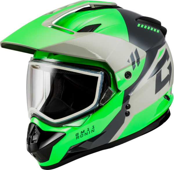 GMAX GM-11S RONIN SNOW HELMET GREEN/GREY LG - A21151166