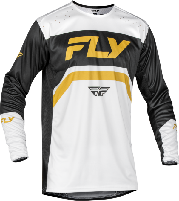 FLY RACING YOUTH RAYCE BICYCLE JERSEY WHITE/BLACK/GOLD YS - 378-055YS