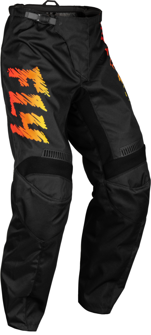 FLY RACING YOUTH F-16 PANTS BLACK/YELLOW/ORANGE SZ 26 - 377-23126