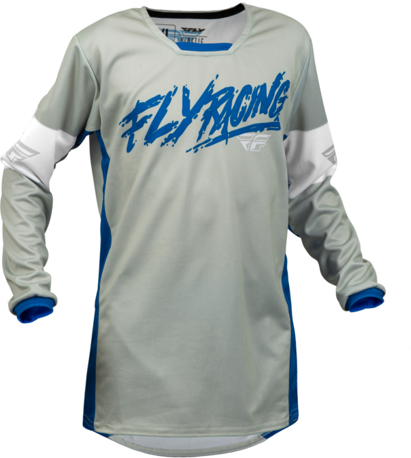 FLY RACING YOUTH KINETIC KHAOS JERSEY LIGHT GREY/BLUE/WHITE YL - 376-423YL