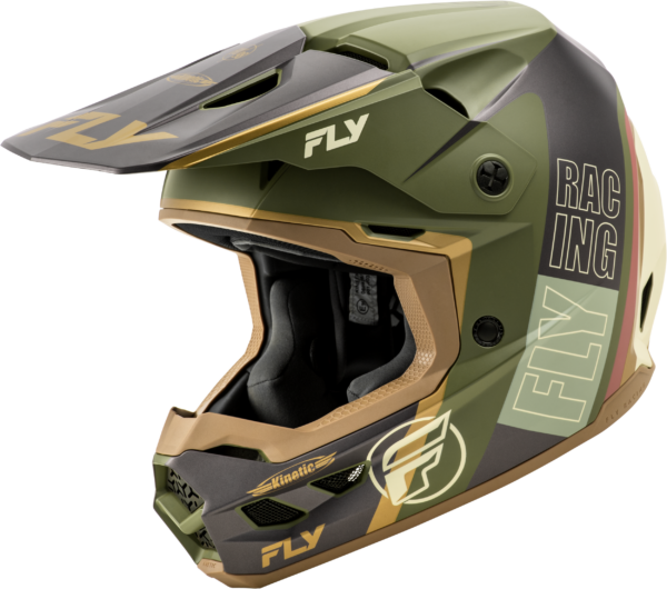 FLY RACING KINETIC RALLY HELMET MATT MOSS GRY/KHAKI/OFF-WHT XS - A0030594XS