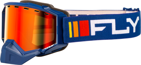 FLY RACING ZONE SNOW GOGGLE NAVY/WHITE W/ RED MIRROR/AMBER LENS - FLB-24Z3