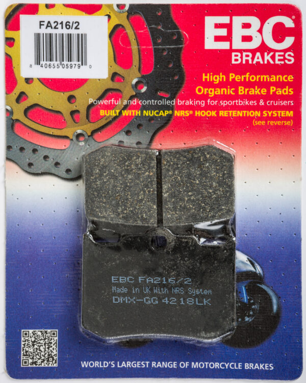 EBC BRAKE PADS FA216/2 AFTERMARKET CALIPER BRAKE PAD - FA216/2