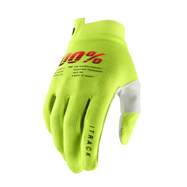 100-PERCENT ITRACK GLOVES FLUO YELLOW MD - 10008-00011