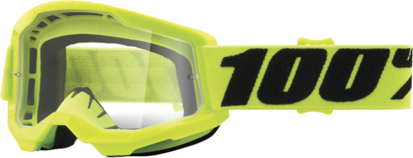 100-PERCENT STRATA 2 JUNIOR GOGGLE FLUO YELLOW CLEAR LENS - 50031-00003