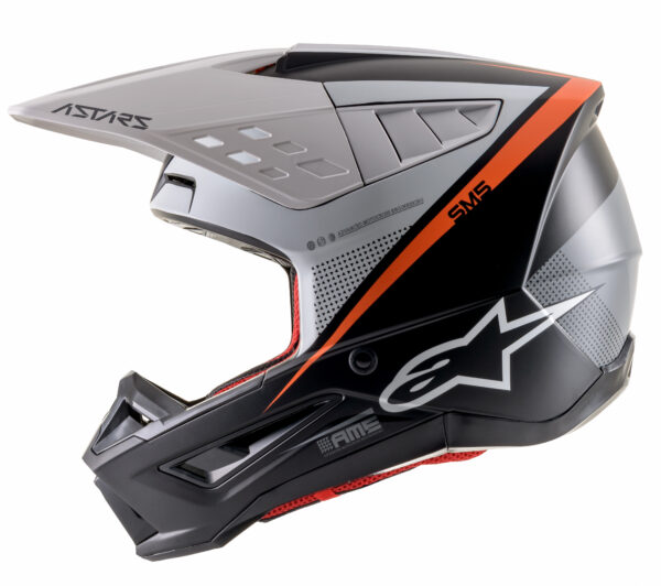 ALPINESTARS S-M5 RAYON HELMET MATTE BLK/WHT/ORANGE FLUO MD - 8304121-1242-M