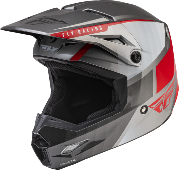 FLY RACING KINETIC DRIFT HELMET CHARCOAL/LIGHT GREY/RED MD - 73-8643M