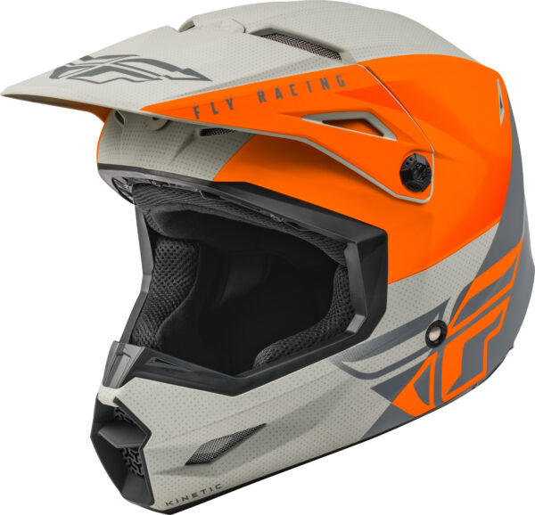 FLY RACING KINETIC STRAIGHT EDGE HELMET MATTE ORANGE/GREY LG - 73-8638L