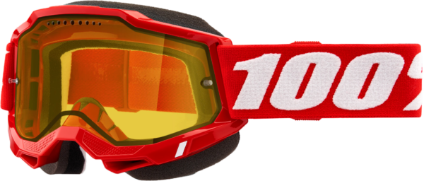 100-PERCENT ACCURI 2 SNOWMOBILE GOGGLE NEON RED YELLOW LENS - 50021-00005