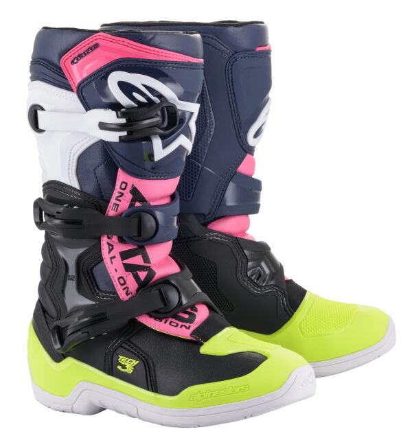 ALPINESTARS TECH 3S KIDS BOOTS BLACK/ DARK BLUE/PINK FLUO SZ 01 - 2014518-1176-1