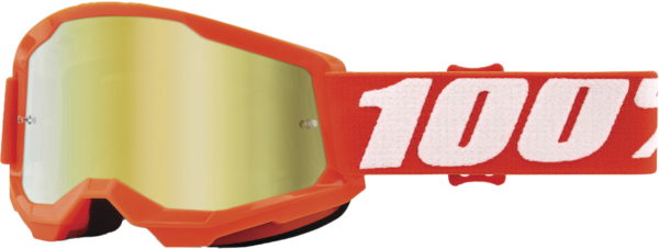 100-PERCENT STRATA 2 JUNIOR GOGGLE ORANGE MIRROR GOLD LENS - 50032-00005