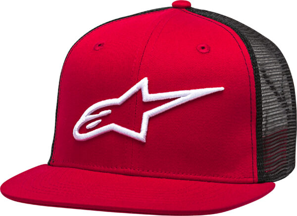 ALPINESTARS COPR TRUCKER HAT RED/BLACK FLAT BILL - 1025-81003-3010-OS