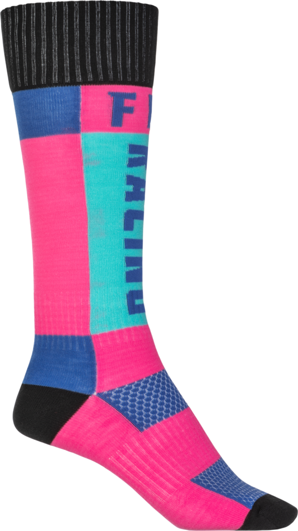 FLY RACING MX SOCKS THICK PINK/BLUE LG/XL - 350-0551L