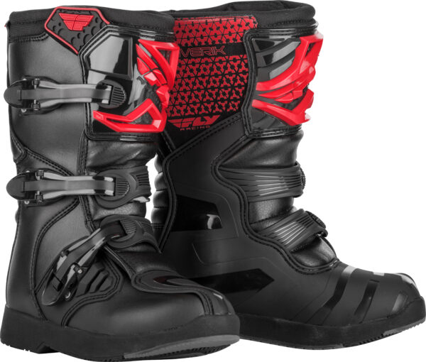 FLY RACING YOUTH MAVERIK BOOTS RED/BLACK SZ 04 - 364-67304