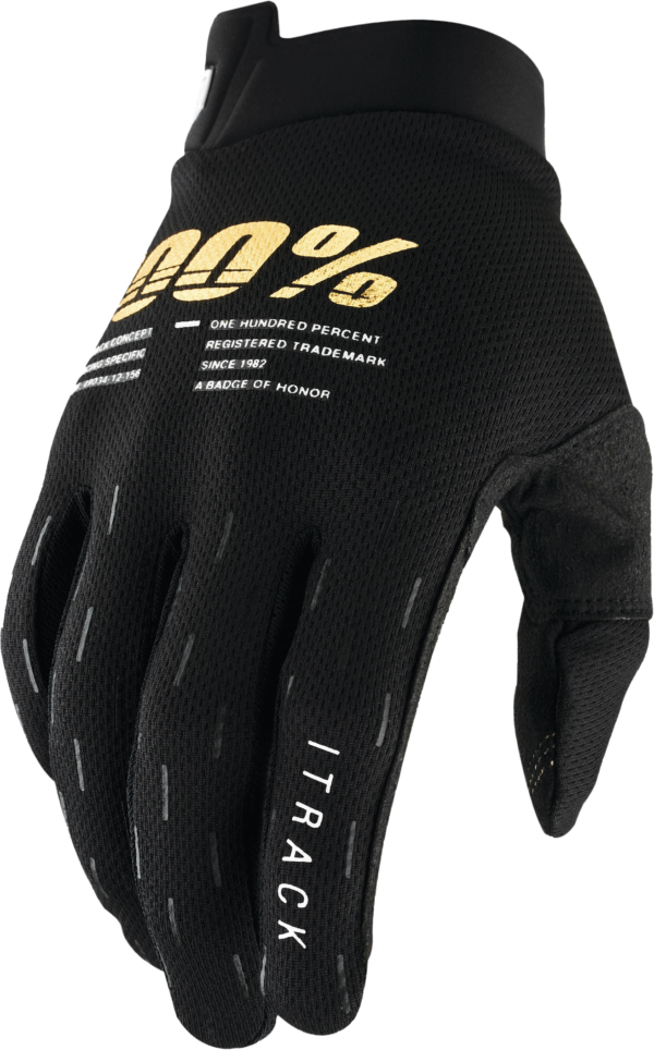 100-PERCENT ITRACK YOUTH GLOVES BLACK SM - 10009-00000