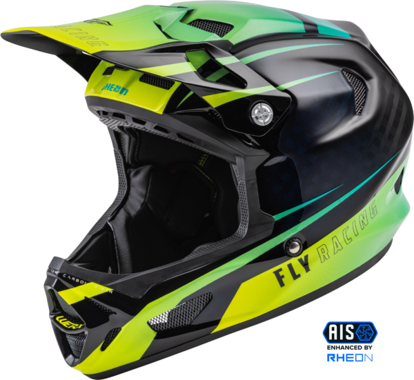 FLY RACING YOUTH WERX-R CARBON HELMET HI-VIS/TEAL CARBON YL - 73-9223YL