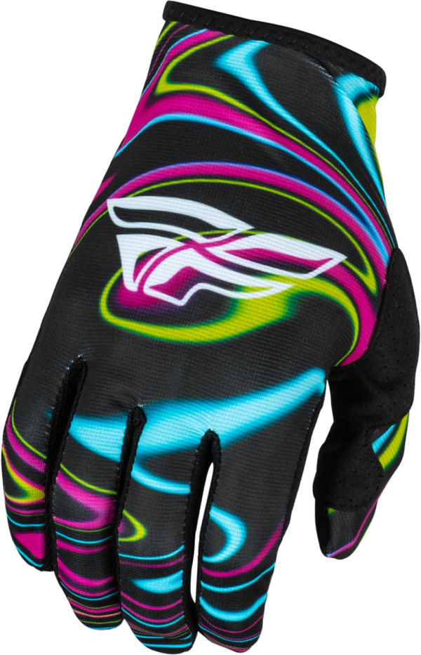 FLY RACING YOUTH LITE WARPED GLOVES BLACK/PINK/ELECTRIC BLUE YL - 377-743YL