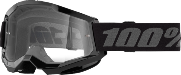 100-PERCENT STRATA 2 JUNIOR GOGGLE BLACK CLEAR LENS - 50031-00007