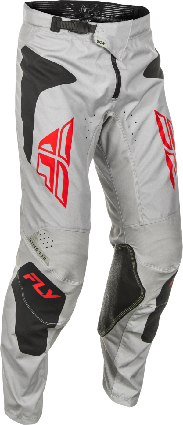 FLY RACING KINETIC SYM PANTS LIGHT GREY/RED/BLACK SZ 40 - 378-43040