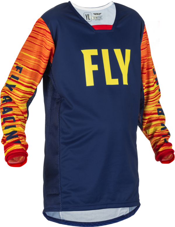 FLY RACING YOUTH KINETIC WAVE JERSEY NAVY/YELLOW/RED YS - 375-526YS