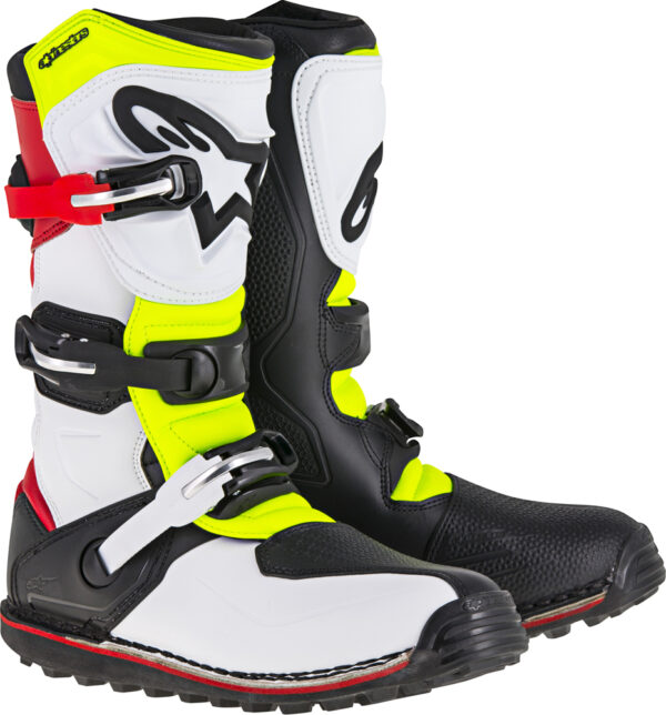 ALPINESTARS TECH-T BOOTS WHITE/RED/YELLOW/BLACK SZ 11 - 2004017-2351-11