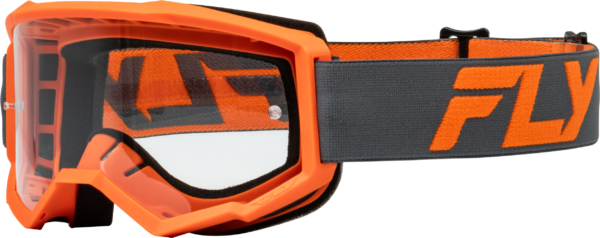 FLY RACING YOUTH FOCUS GOGGLE CHAR/ORANGE W/ CLEAR LENS - 37-51154Y