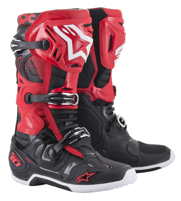 ALPINESTARS TECH 10 BOOTS RED/BLACK SZ 08 - 2010020-31-8