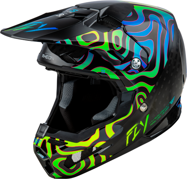 FLY RACING FORMULA S CARBON ZEN HELMET BLACK CARBON/BLUE/YELLOW LG - 73-4468L