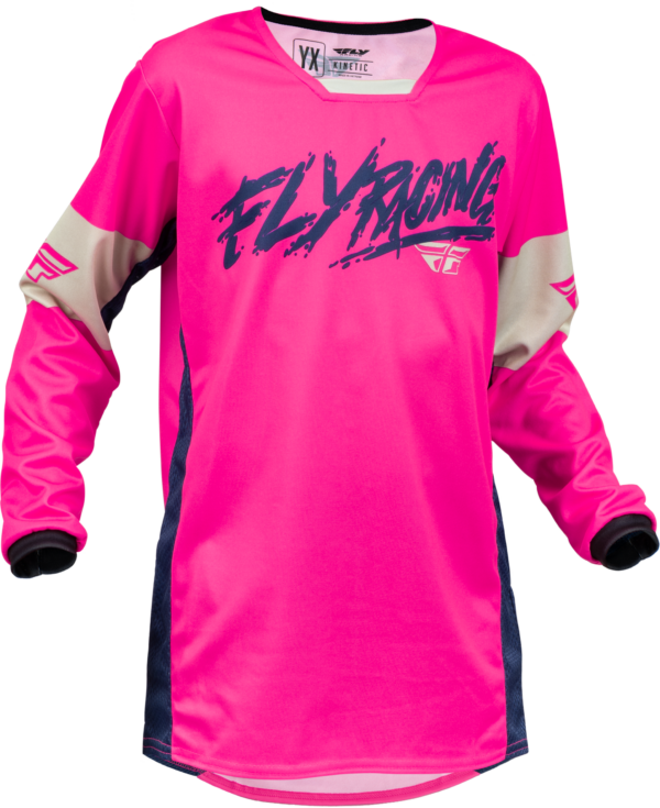 FLY RACING YOUTH KINETIC KHAOS JERSEY PINK/NAVY/TAN YX - 376-424YX