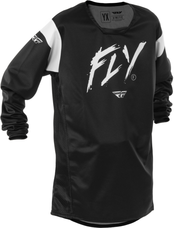 FLY RACING YOUTH KINETIC STOKE JERSEY BLACK/WHITE YXL - 378-525YXL