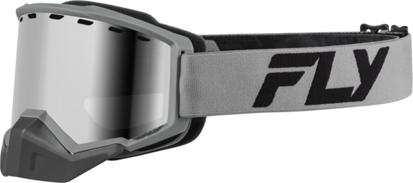 FLY RACING FOCUS SNOW GOGGLE SILVER/CHAR W/ SILVER MIRROR/SMOKE LENS - FLB-24F2