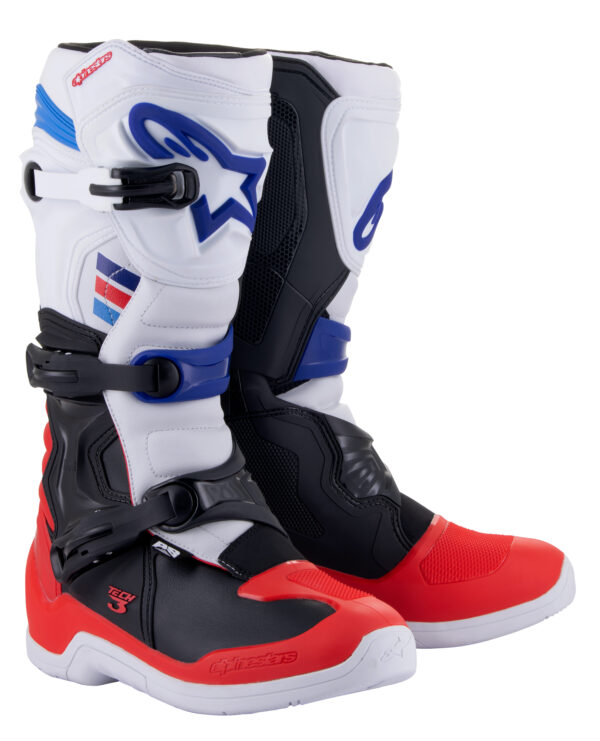 ALPINESTARS TECH 3 BOOTS WHITE/RED/BLUE SZ 6 - 2013018-2307-6